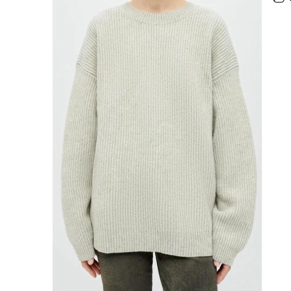 RE/DONE plaited crewneck pullover in oatmeal/grey